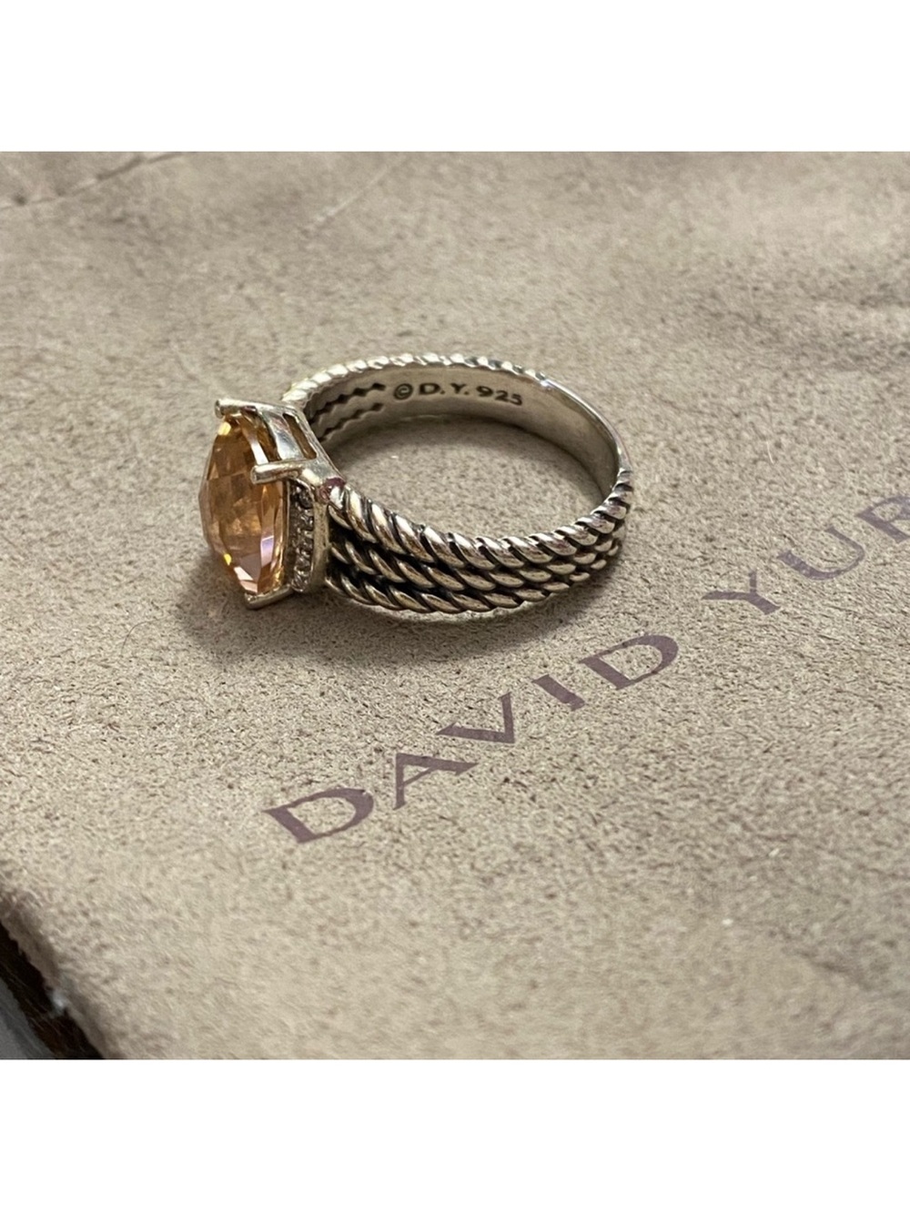 David Yurman Morganite and diamond petite Wheaton ring size 8.5 - Picture 10 of 11